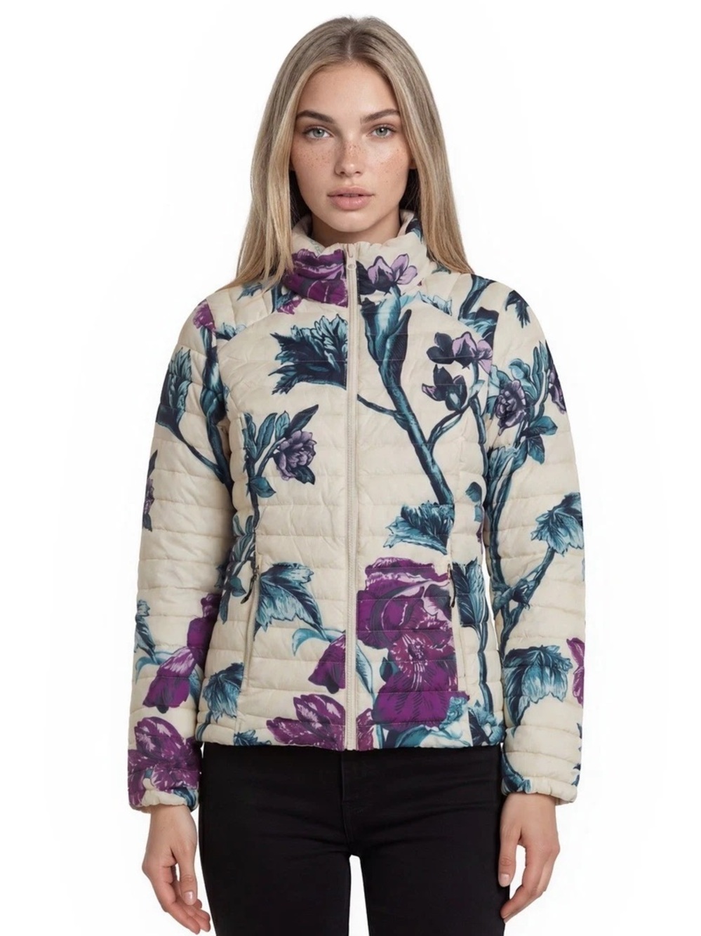 Columbia White Out II Omni-Heat Lightweight Floral Puffer Winter Coat